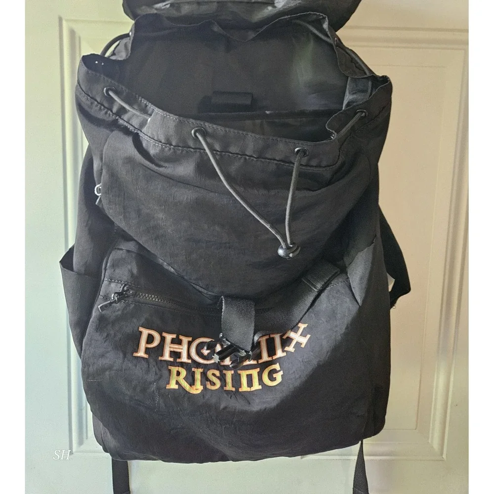 Phoenix Rising Black Drawstring Backpack Book Bag Laptop School Travel Gaming...
